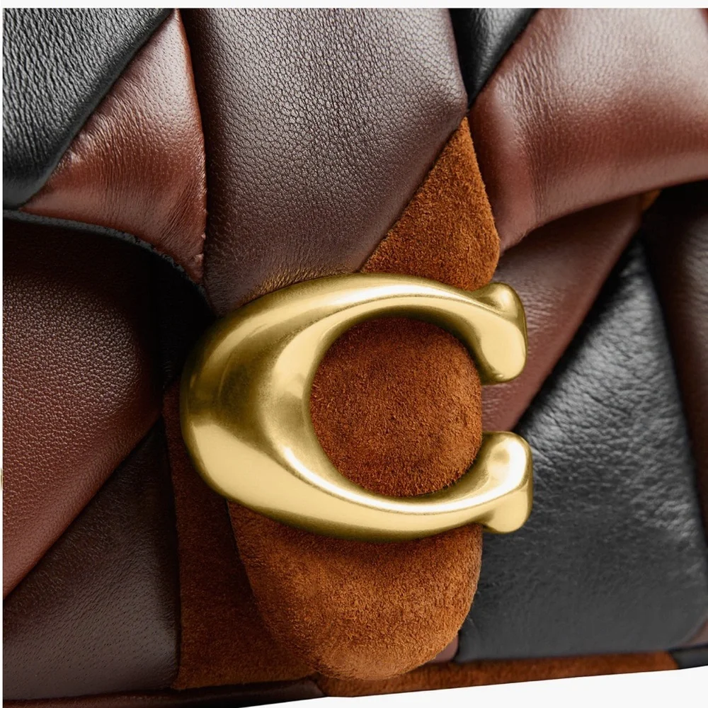 Coach Tabby 20 Patchwork Leather & Suede Shoulder Bag in Brown and Black - Picture 4 of 8